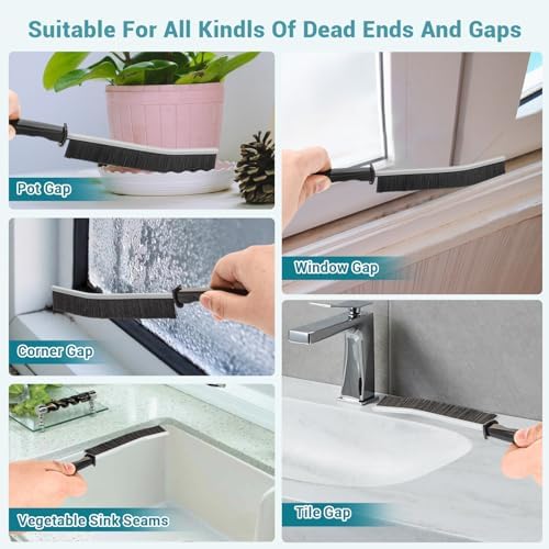 5PCS Hard Bristle Crevice Cleaning Brush - Black Ash