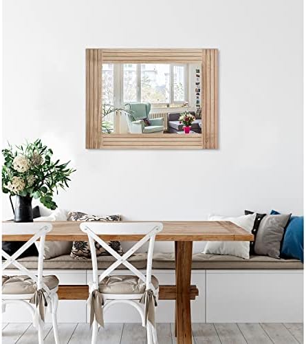 Retro Wooden Wall Mirror 20x16 Inches