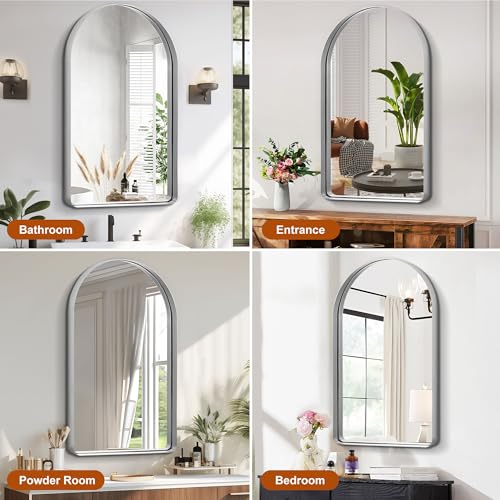40x30 Inch Arch Silver Bathroom Mirror