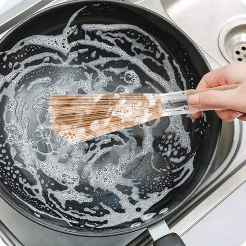 Luxshiny 2pcs Bamboo Cleaning Brush for Kitchen and Home Use