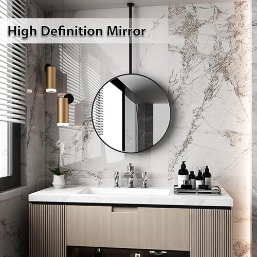 Floating Ceiling Mirror with Metal Frame 40x40cm Clear and Shatter-Resistant