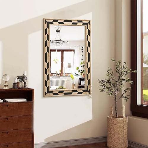 JJUUYOU Rustic Zebra Print Wall Mirror 28x20