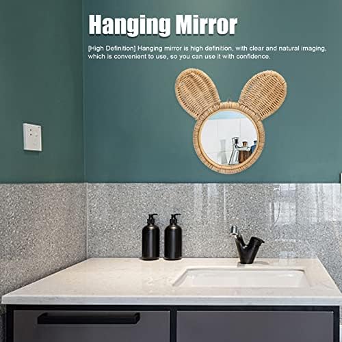Cute Monkey Head Boho Rattan Wall Mirror