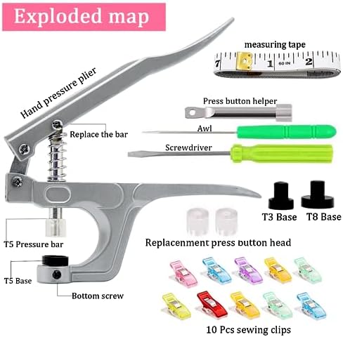 FQTANJU Snaps and Pliers Set 1440 Pcs T5 Fasteners Kit