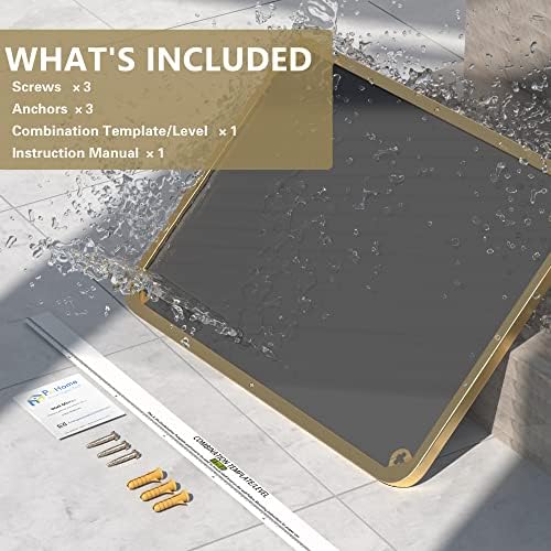 PAIHOME 30x40 Inch Brushed Gold Wall Mirror