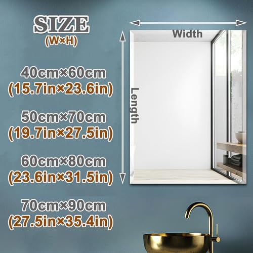 LTSRLL Frameless Wall Mirror 50x70cm Clear 40x60cm