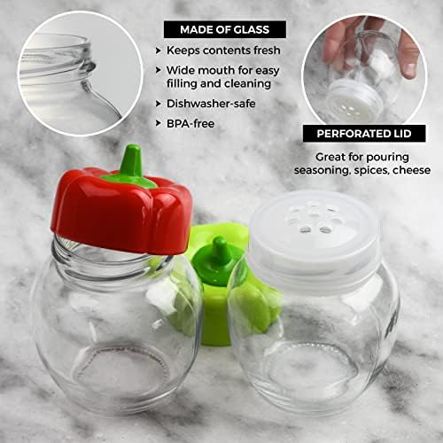 Tribello Seasoning Shaker Set Of 2 Glass Jar With Pepper Lid