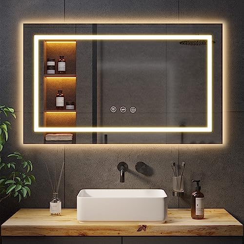 MEILLEUREVIE Bathroom Mirror 24x40 LED with Double Light and Anti-Fog