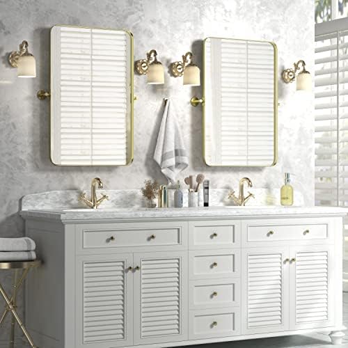 Gold Pivot Vanity Mirror 36x24 Inch Shatterproof Modern
