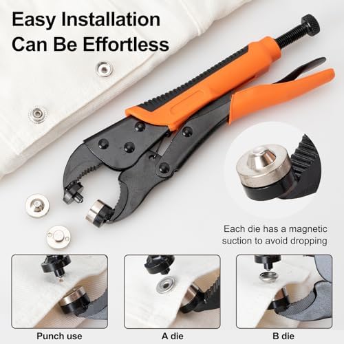 AnnYun Snap Button Kit with 40 Sets 15mm Stainless Snaps