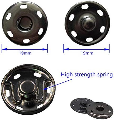 Hoomtry 50 Sets Metal Snap Buttons 34 19mm Gun Black