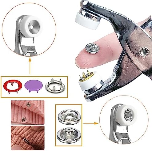 Minestylish 100PCS Metal Snaps Buttons Kit with Pliers