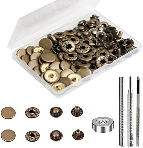 24 Sets Heavy Duty Leather Snaps Kit with 4 Tools