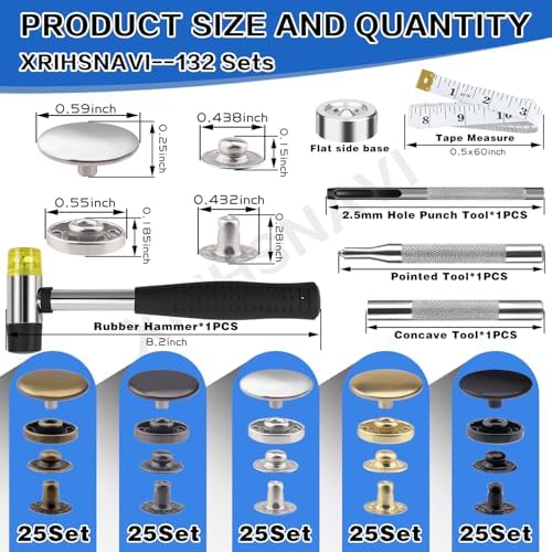 507PCS 15mm Leather Snap Fasteners Kit with 6 Tools 1
