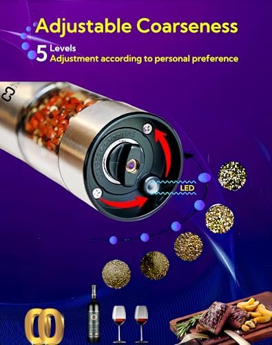 Electric Salt Pepper Grinder Set with USB Charging Base